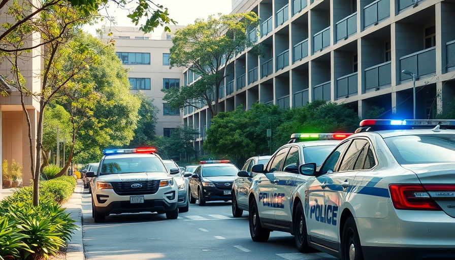 Police responding to FSU shooting incident, urban setting.