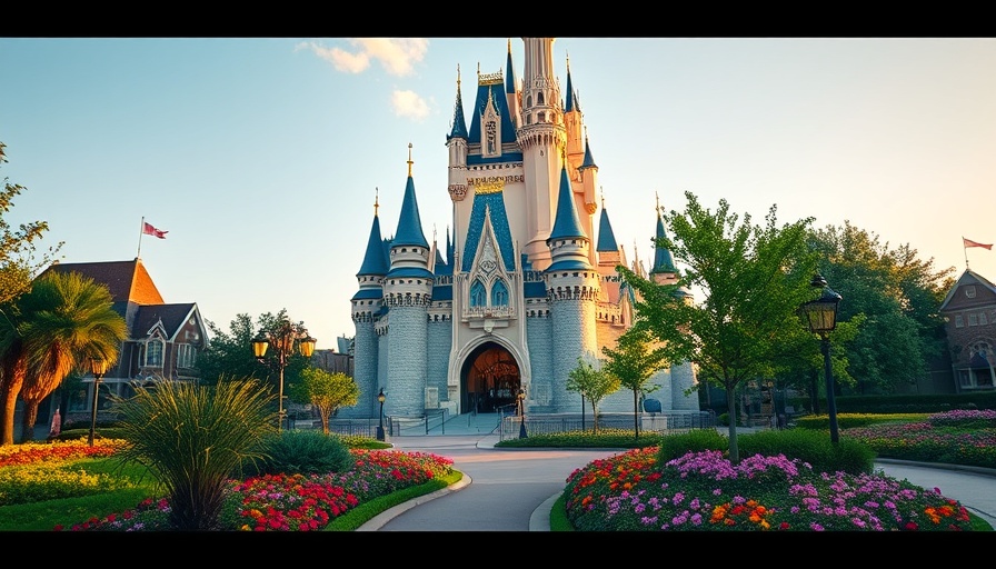 Sunrise view of Disney World Cinderella Castle.