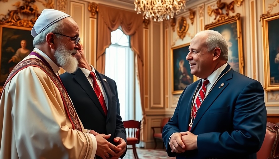 Migration Policy Meeting: Vance conversing with a religious leader in an ornate room.