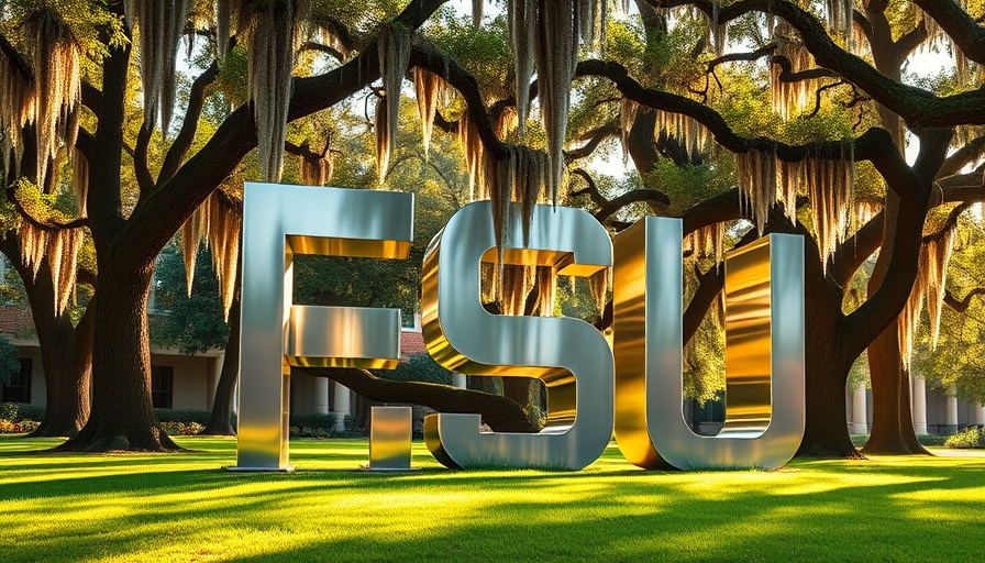 FSU signage in campus greenery with reopening announcement.