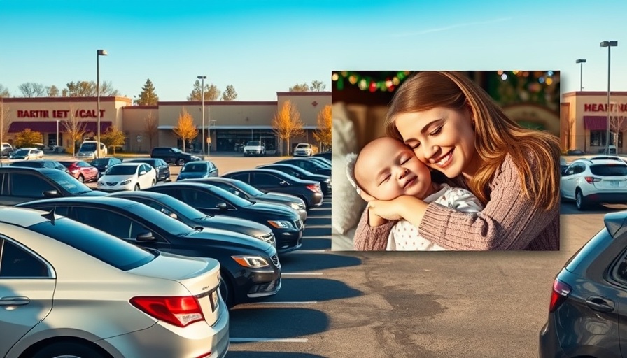 Parking lot and inset image related to disappearance of Bonnie Lee Dages and baby.