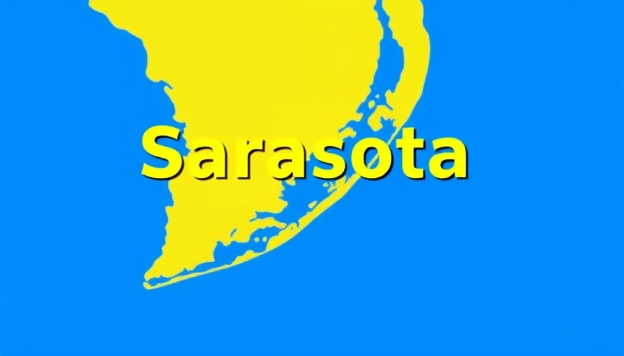 Animated map of Sarasota highlighting region for Casey Key road repairs.