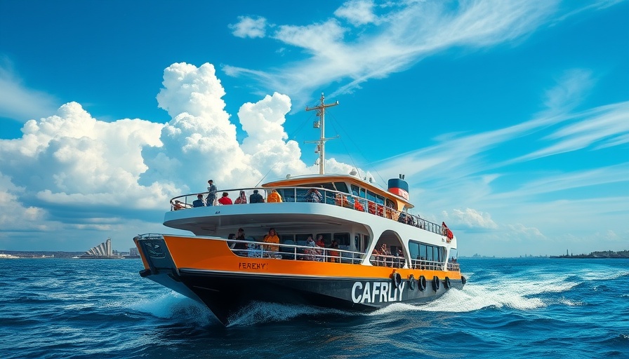 Cross Bay Ferry service ferry cruising under dramatic clouds