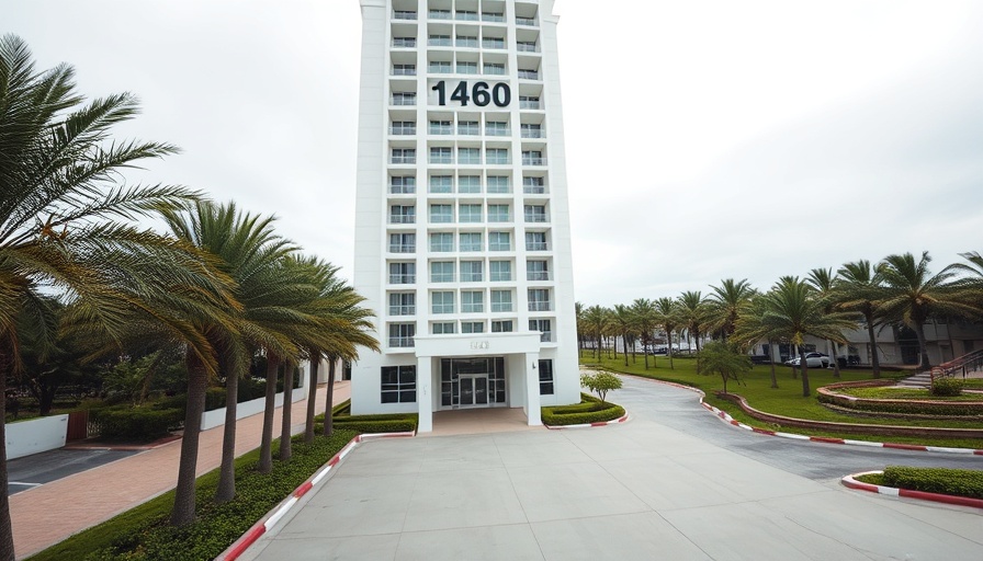 Clearwater high-rise with number 1460 and palm trees.