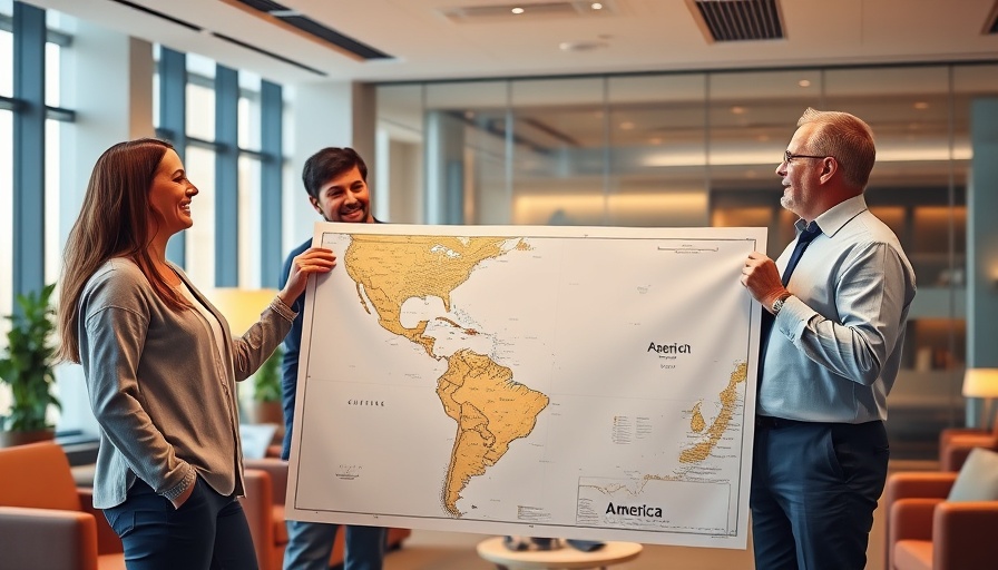 Discussion around a 'Gulf of America' map in an office setting.