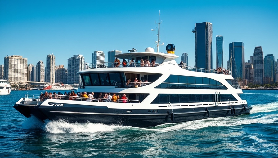 Contemporary ferry in Pinellas County harborside environment.