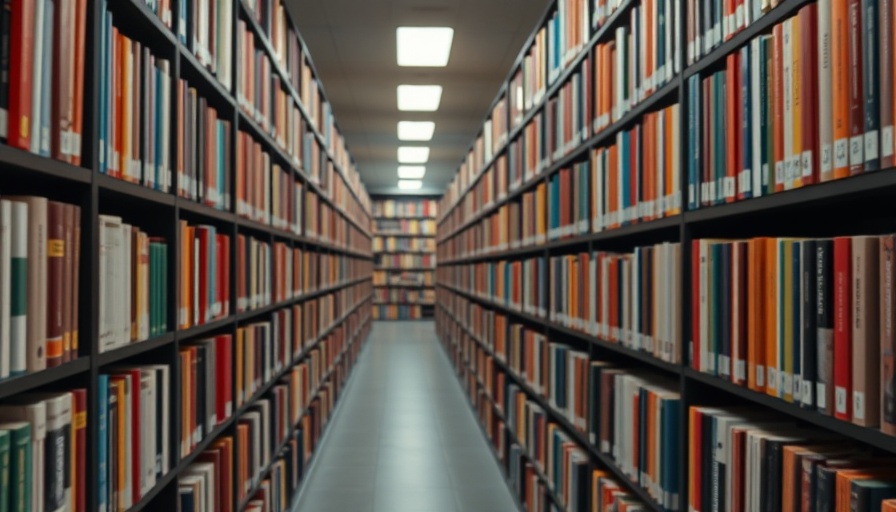 Library bookshelves highlighting the Florida book removal controversy.