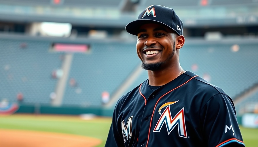 Baseball player in Miami jersey smiling on field, related to Rafael Furcal aggravated battery charges.