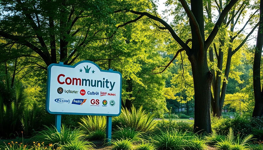 Community sign for affordable housing in Manatee County with nature backdrop.