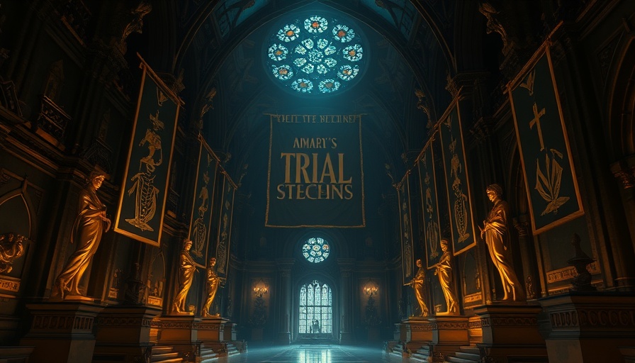 Epic Universe Harry Potter ride interior scene with golden statues.