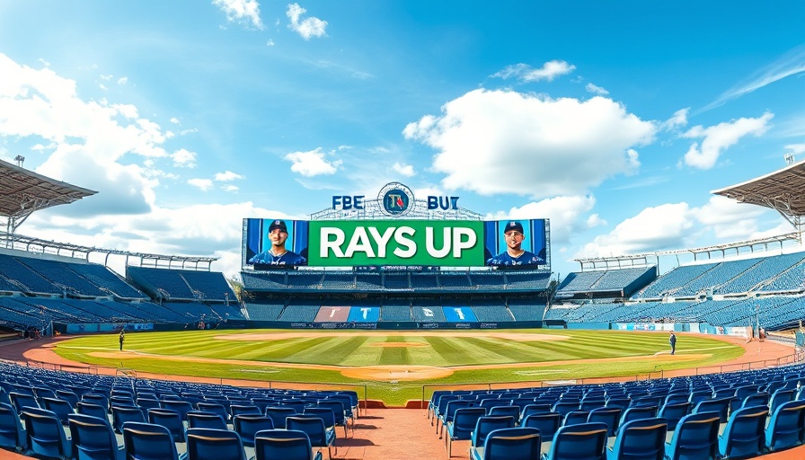 Rays schedule changes at baseball stadium with prominent billboard.