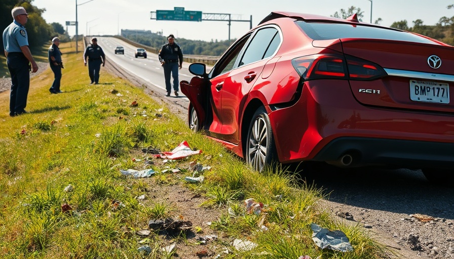 Damaged car on I-75 with police, highlighting highway safety issues.