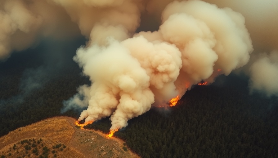 Aerial view of Tampa Bay wildfires with smoke and flames.
