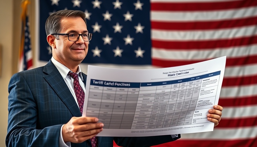 Trump discussing tariff ruling with a chart