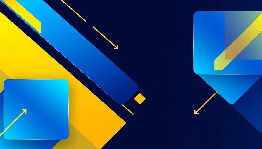 Abstract graphic design with blue and yellow blocks in broadcast style.