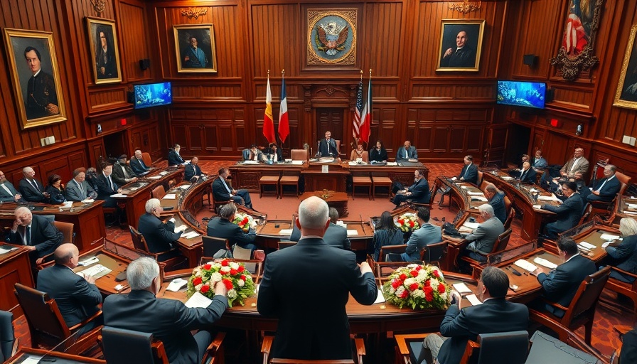 Florida Senate assembly discussing budget framework, officials engaged.