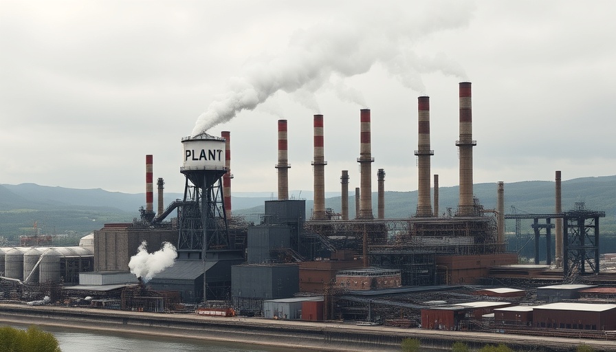 Industrial steel plant in overcast weather near a river, Florida budget negotiations.