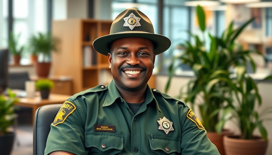 Sheriff seated in an office, smiling in uniform