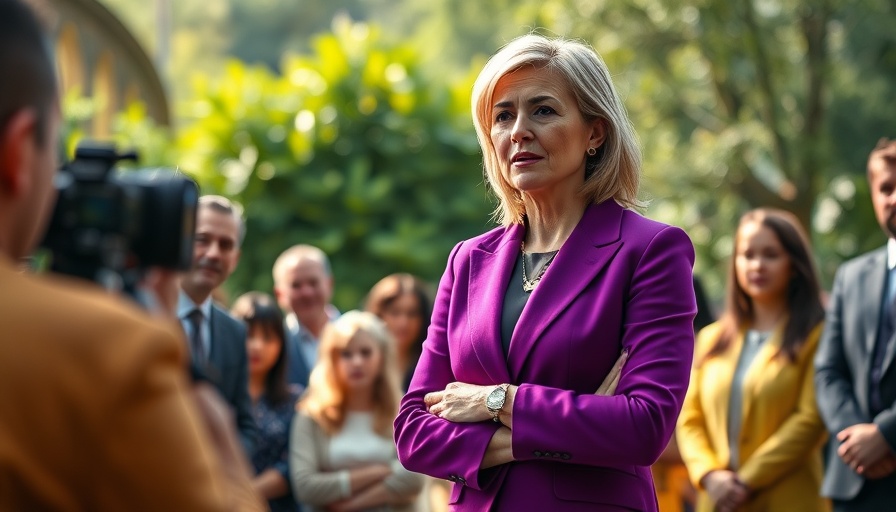 Confident woman speaking at Florida state Senate race event.