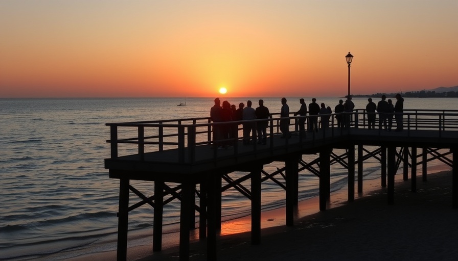 Sunset at a pier on the sunny coast of Florida, tranquil scene.