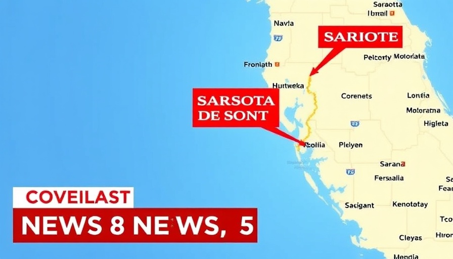 Sarasota map shown on screen during coverage segment.