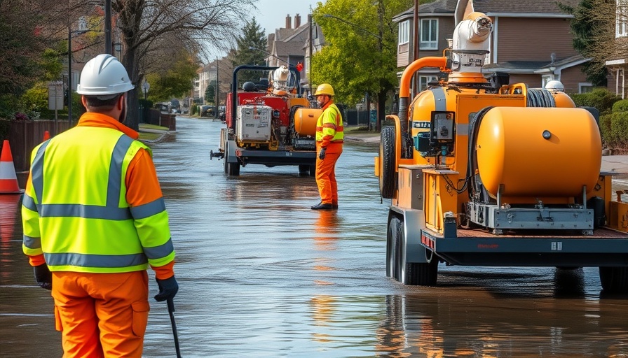 Utility workers managing St. Pete Beach tidal flooding control scene.
