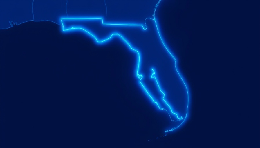 Abstract map of Florida highlighting central area for pedestrian safety on US-19.