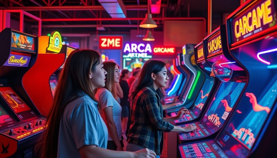 Adults enjoying vintage arcade games in St. Petersburg's new grownup arcade.