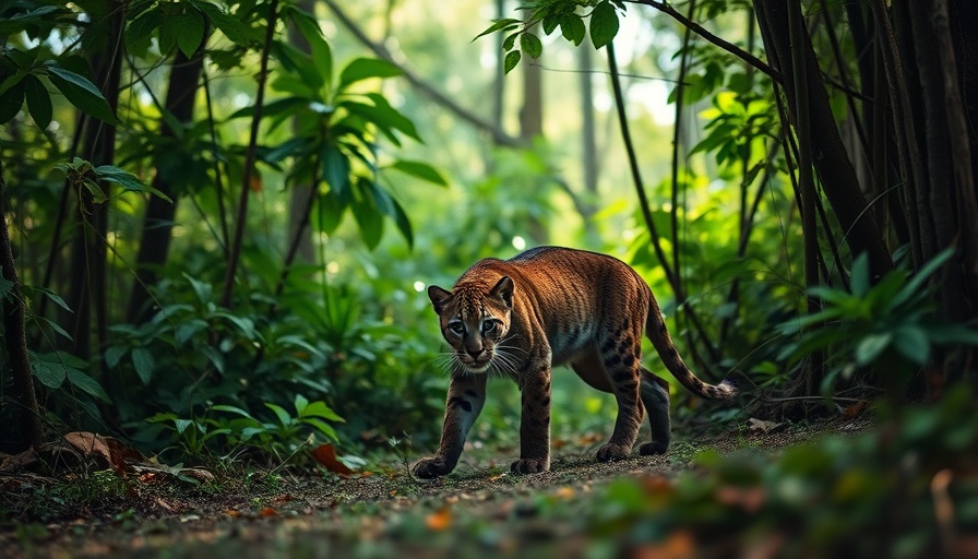 Florida panther walking in forest, Pasco County