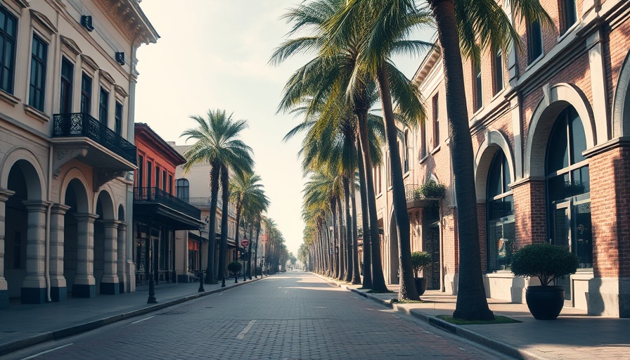 Ybor City street with vintage architecture, peaceful atmosphere.