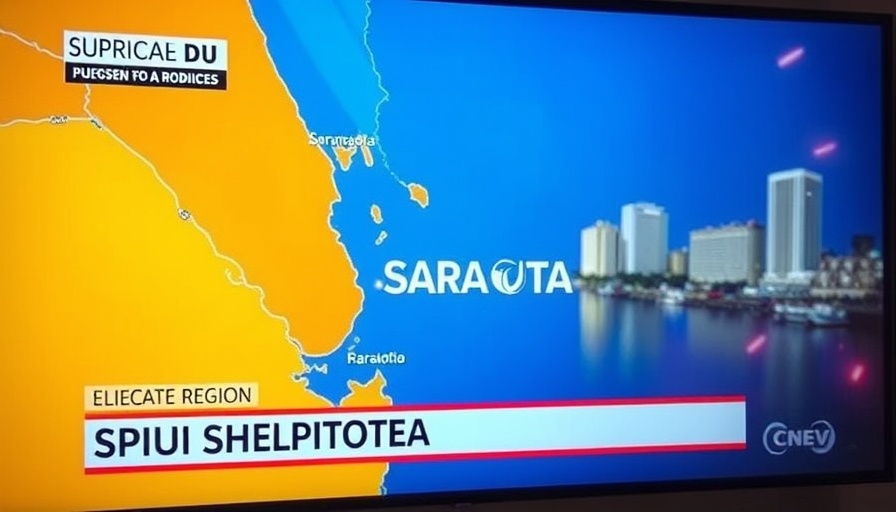 Shark Science in the Suncoast, Sarasota highlighted on news map.