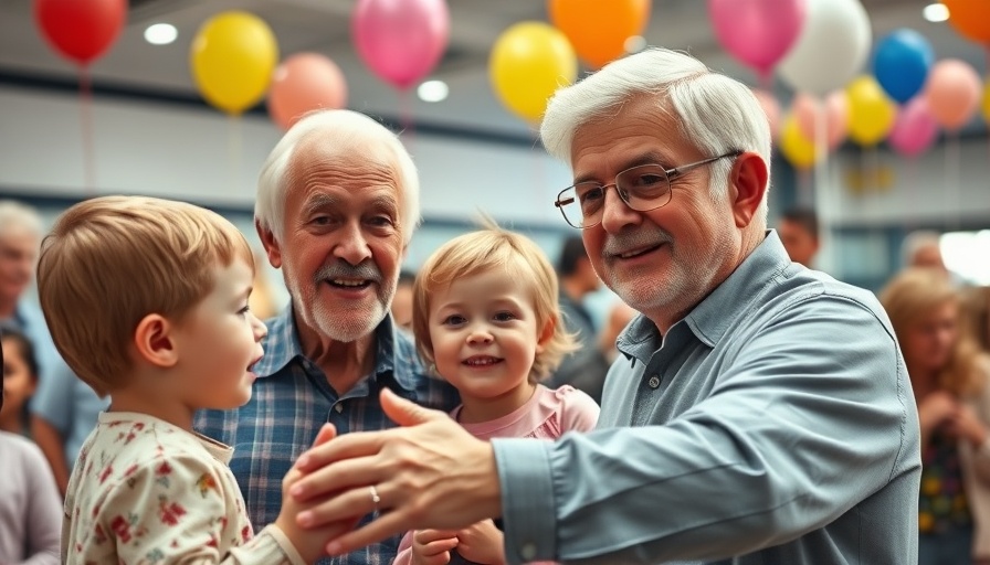 D-Day veteran celebrating with children at a bar mitzvah.
