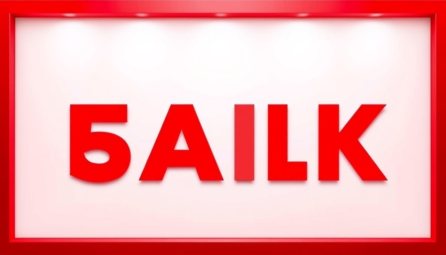 Red advertisement banner with bold message.