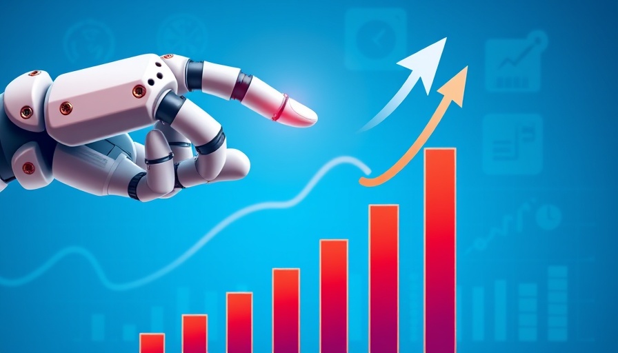 AI image flagging concept with robotic hand on graph, vector style