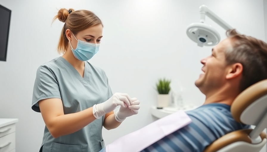 Hygiene team member explaining procedure to patient in clinic.