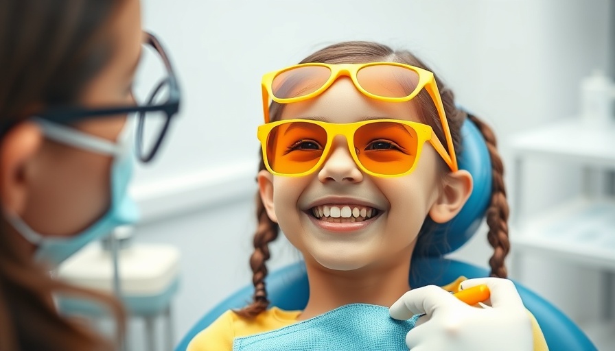 Smiling girl at dentist with sunglasses; patient loyalty.