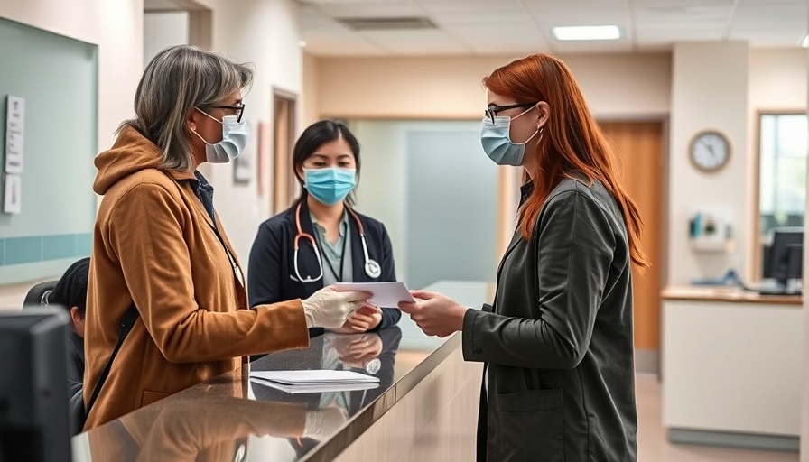 Patient and receptionist fostering patient loyalty in healthcare setting.