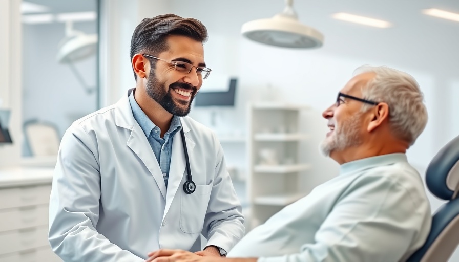 Dentist interacting with patient in modern clinic, teledentistry concept.