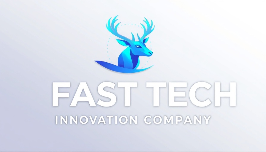 Modern tech logo with blue deer head, created using Canva Logo Maker.