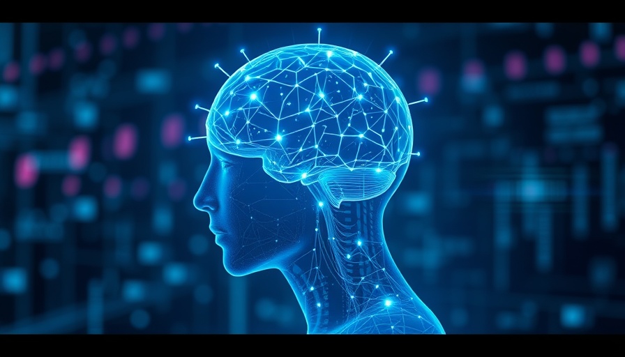 Digital human with data streams and glowing brain, Amazon sales concept