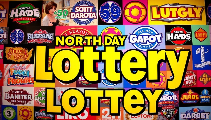 North Dakota Lottery promo with game logos and vibrant colors.
