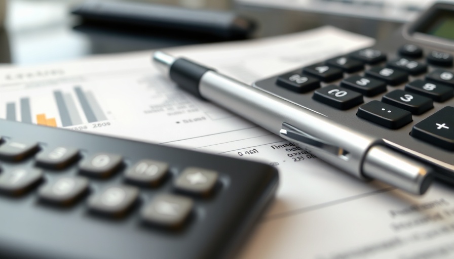 Close-up of financial documents with calculator; Accounts Receivable Financing.