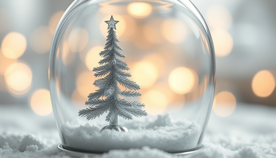 Handmade ornaments: Silver tree in glass dome, delicate festive decor.