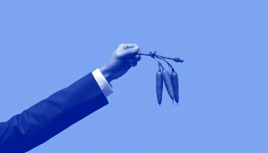 CEO incentives symbolized by a hand holding a carrot stick in blue tone.