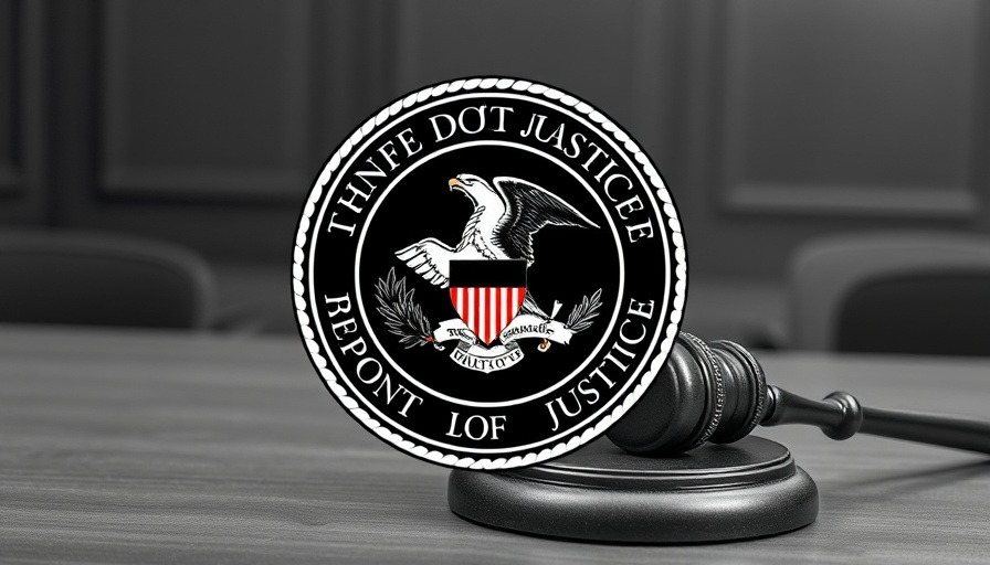 Department of Justice seal with gavel symbolizing odometer fraud enforcement.