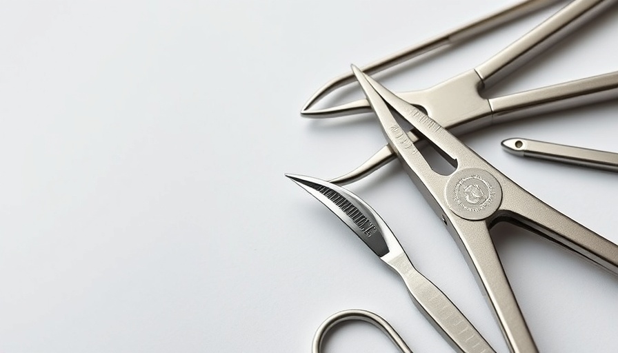 Dental tools for dental restorations on a grey background.