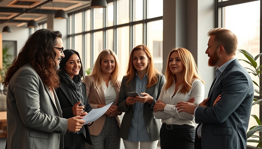 Professionals discussing brand culture alignment in an office setting.