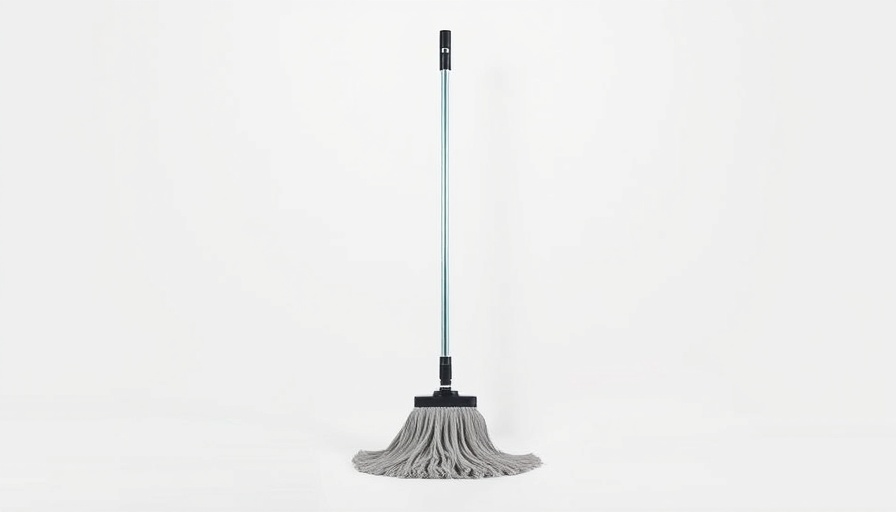 Minimalist industrial mop on white background