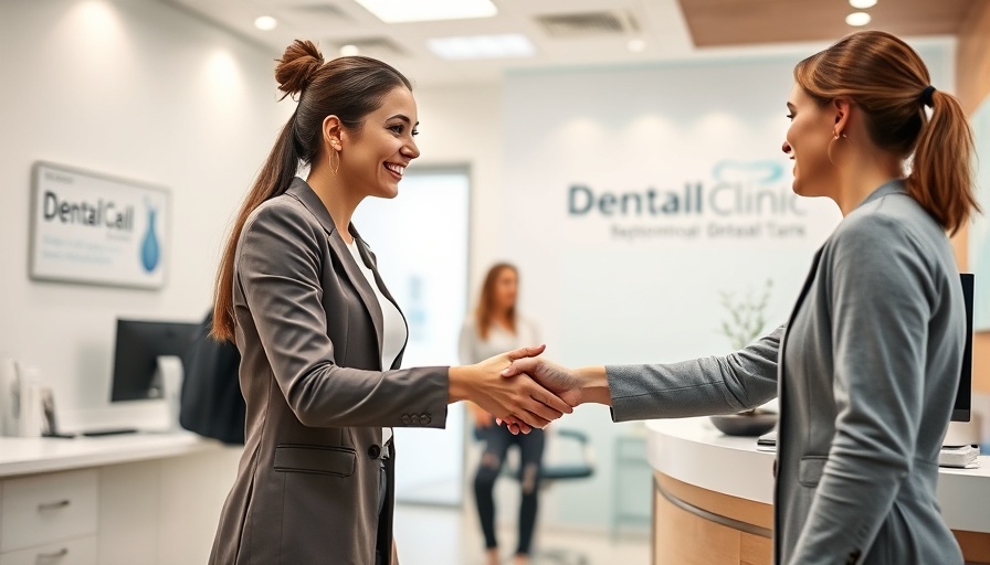 Pediatric Dental Goals: Two women in a dental office handshake.