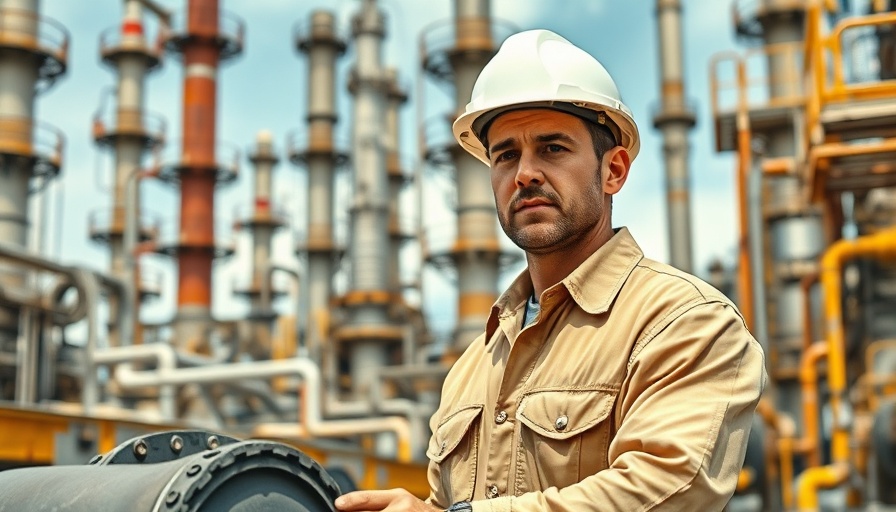 Chevron Venezuela industrial worker inspecting refinery machinery.